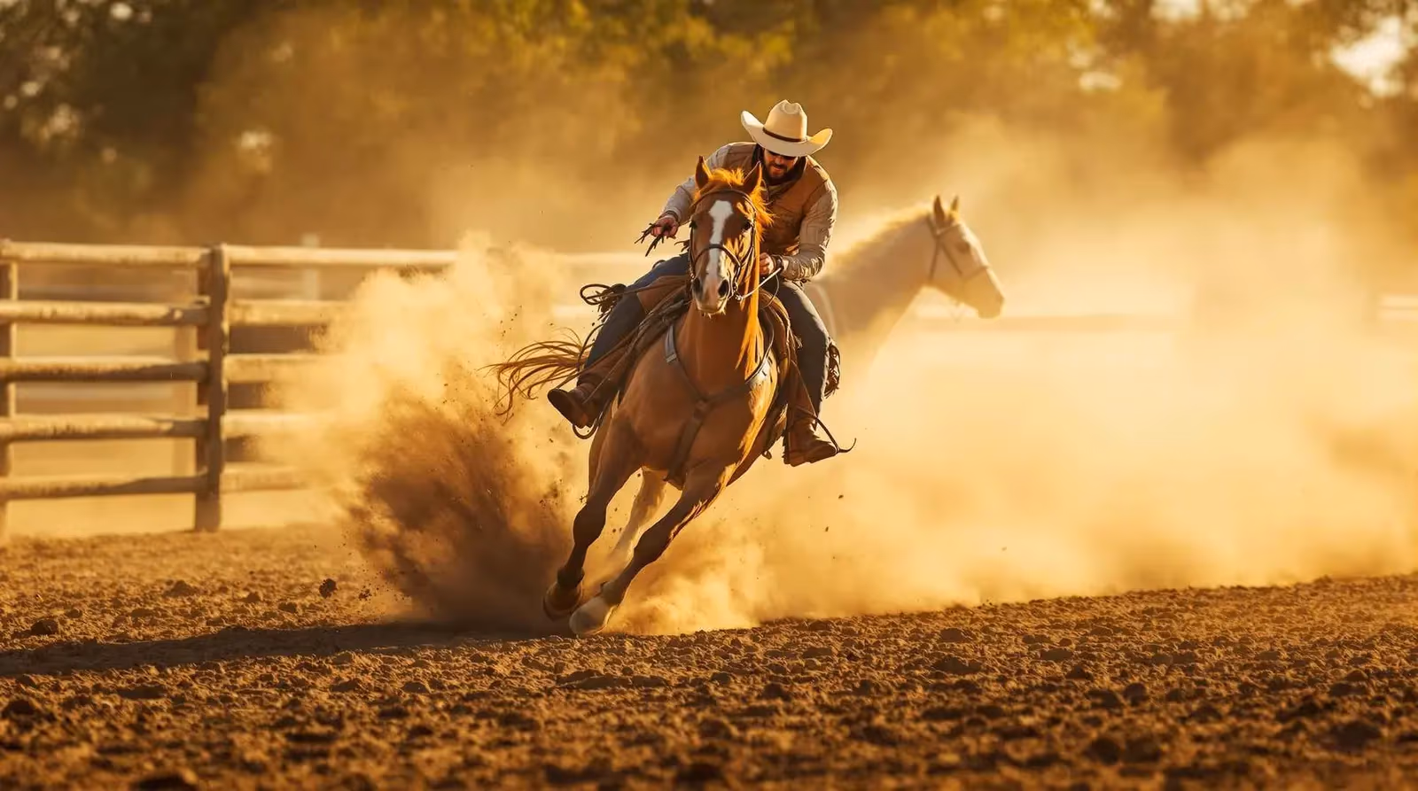 Texas Smokin' Guns — Cowboy Mounted Shooting Cowboy mounted shooting competitor riding at speed through a Texas arena